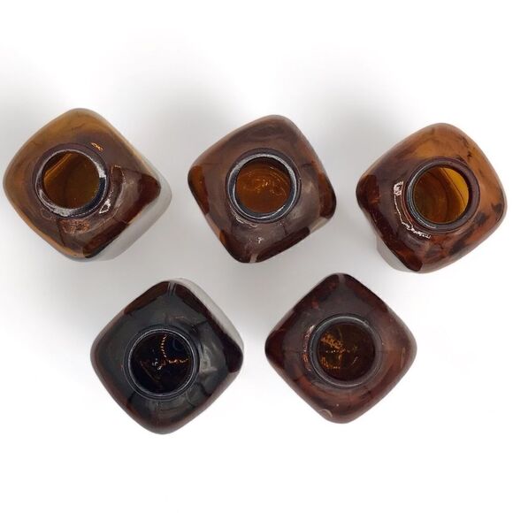 Vintage Squared Brown Glass Snuff Bottle Bundle of 5 - Picture 8 of 16